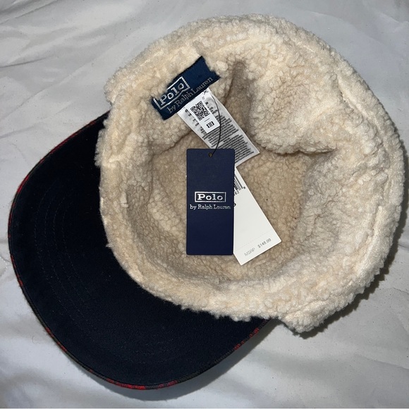 Polo Ralph Lauren Patchwork Plaid Ski Wool Shearling Hunting Trapper Cap Hat - Picture 8 of 8